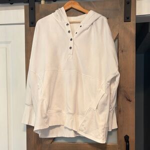 White Hooded Pullover with Button Detail Women’s Size XXL